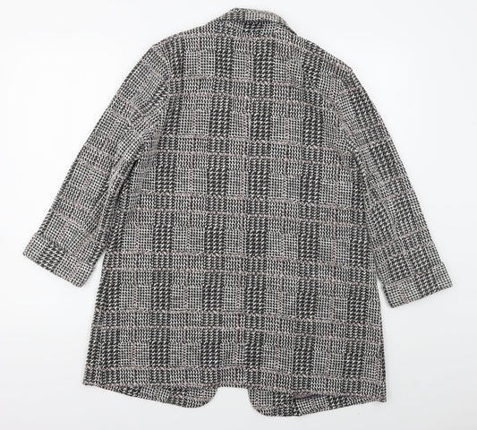F&F Womens Grey Check Jacket Coatigan Size 14 - Pink