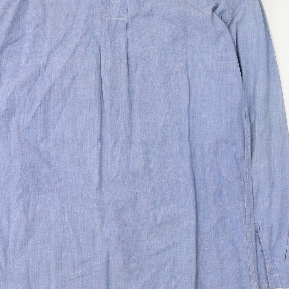 Venetti Mens Blue Cotton Button-Up Size M Collared Button