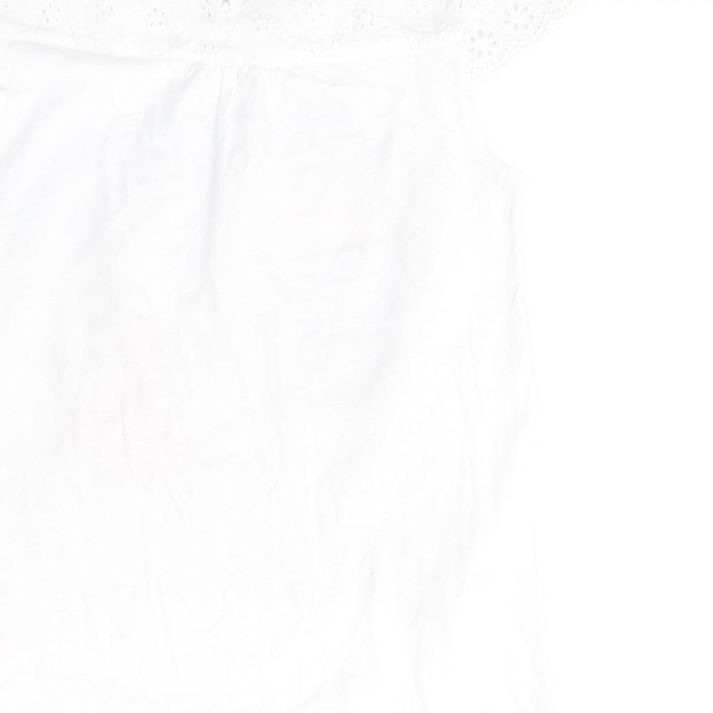 GEORGE Girls White Cotton Basic T-Shirt Size 7-8 Years Round Neck Pullover - Happy city girl