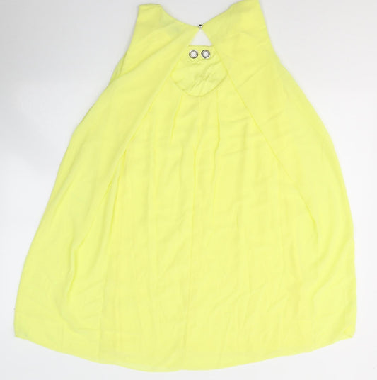 Quiz Womens Yellow Polyester Tank Dress Size M Round Neck Pullover