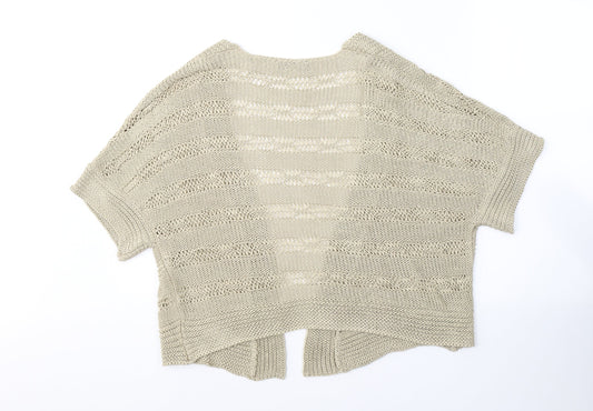 George Womens Beige V-Neck Acrylic Cardigan Jumper Size 16