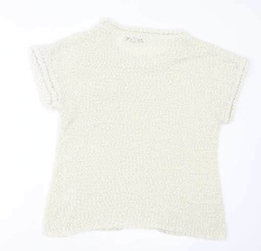 originals Womens Ivory Polyester Basic T-Shirt Size M Crew Neck