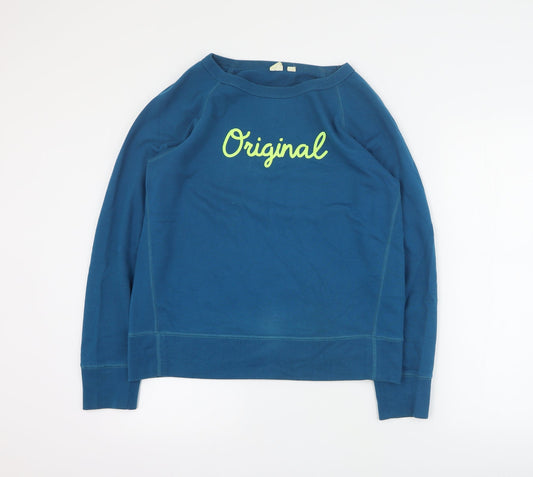 Additional front view of Gap women’s blue cotton pullover sweatshirt, size S, pullover