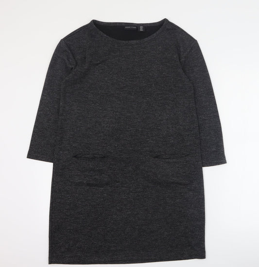 Adrienne Vittadini Womens Grey Polyester Jumper Dress Size M Round Neck Pullover