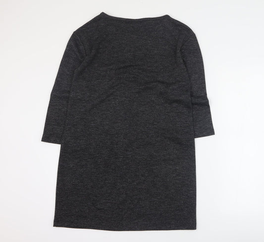 Adrienne Vittadini Womens Grey Polyester Jumper Dress Size M Round Neck Pullover