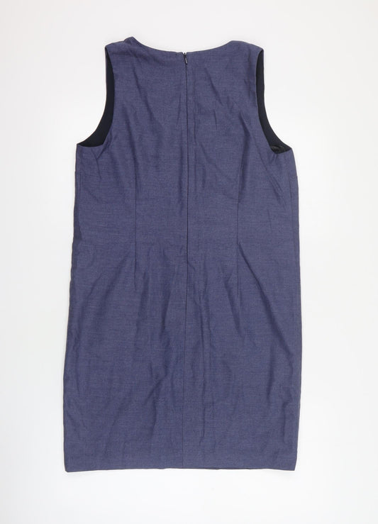 NEXT Womens Blue Polyester Pencil Dress Size 8 V-Neck Zip