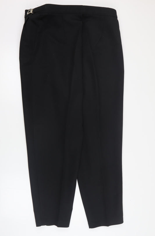 Slimma Womens Black Polyester Carrot Trousers Size 20 L31 in Regular Zip