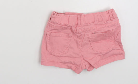 Back view of 356 Denim girls’ pink cotton hot pants shorts, size 5-6, years slim