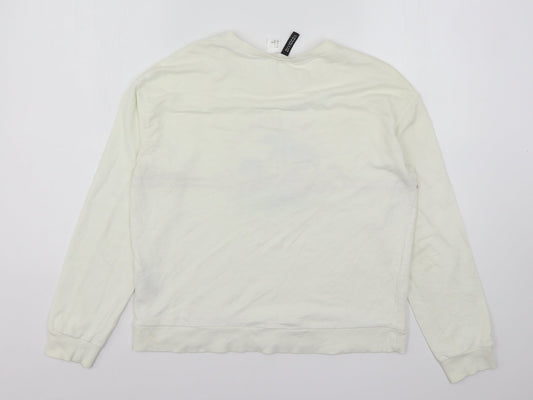 H&M Womens Ivory Cotton Pullover Sweatshirt Size S