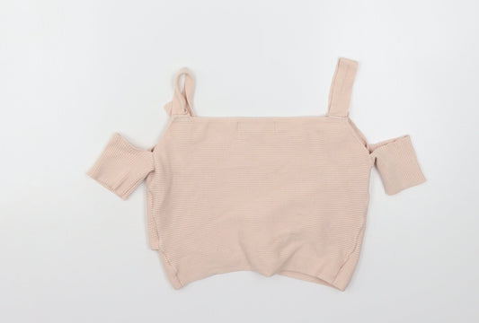 Lipsy Womens Pink Viscose Cropped Tank Size 10 V-Neck