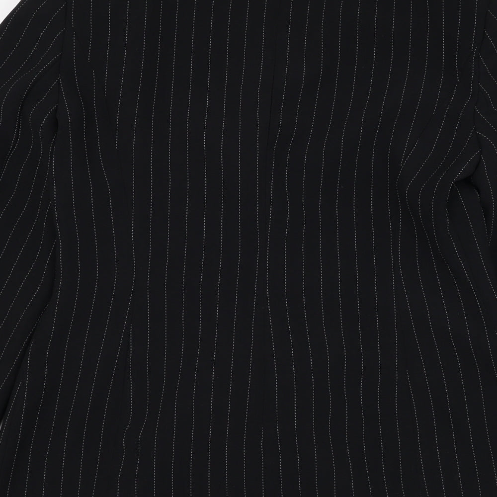 Ambience Womens Black Striped Jacket Blazer Size 10 Button