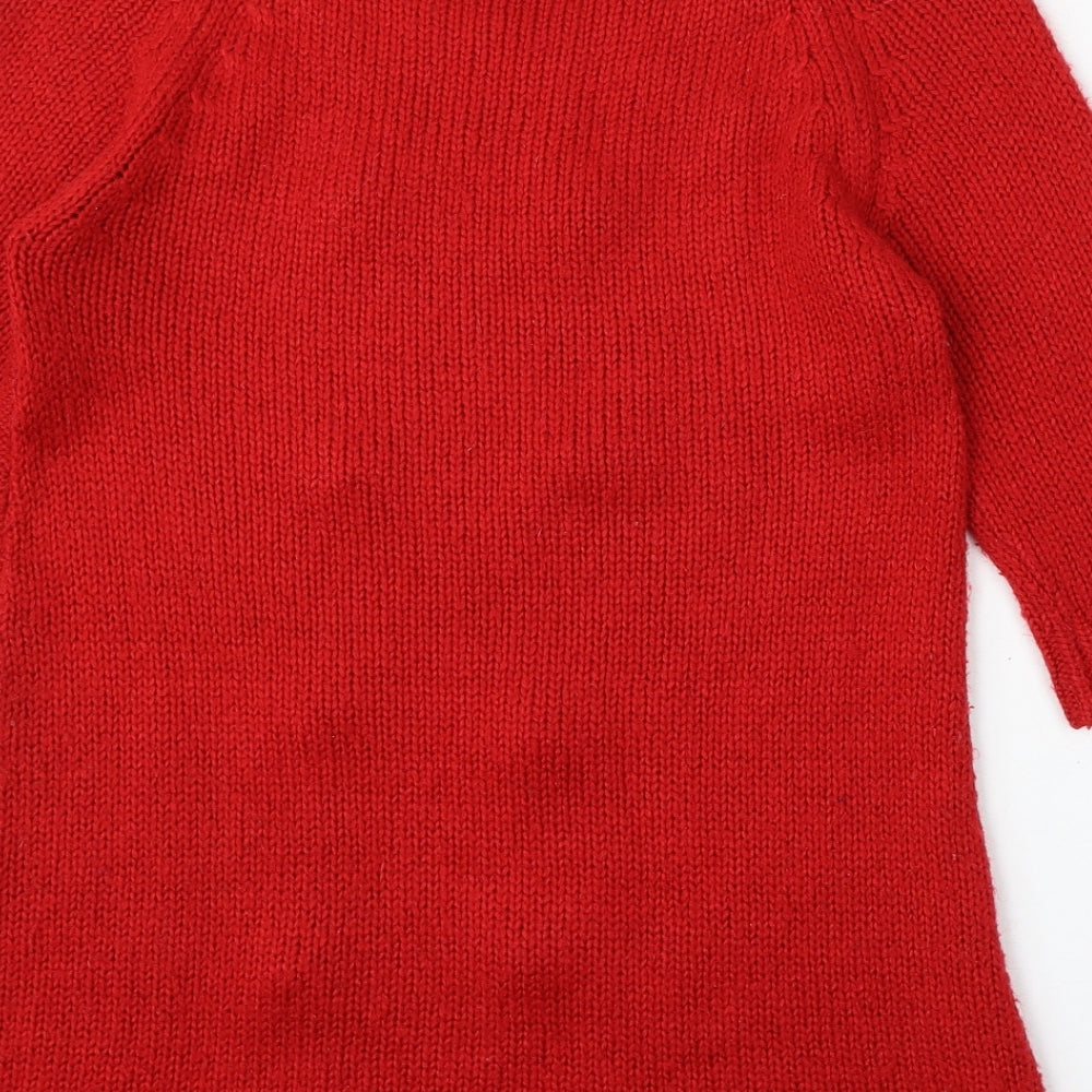 George Womens Red Round Neck Acrylic Pullover Jumper Size 14
