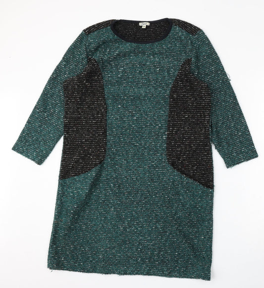 Womens UK Size M Text Green Pullover Jumper