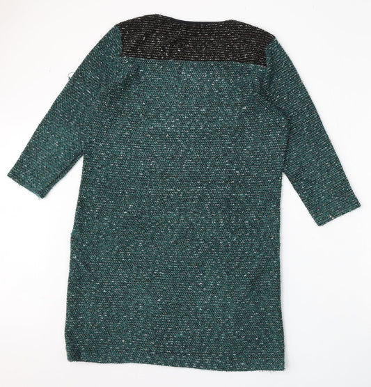 Womens UK Size M Text Green Pullover Jumper