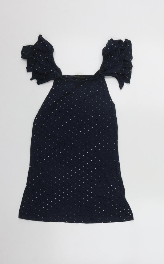 Womens UK Size 8 Mango Blue Basic Blouse