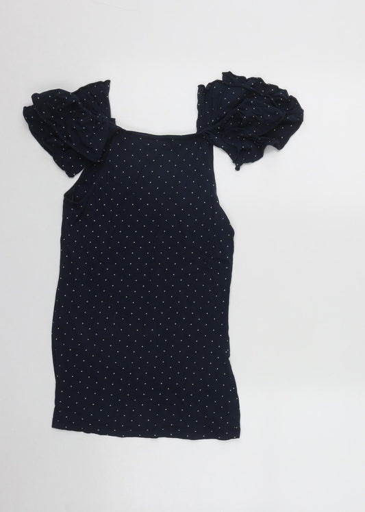 Womens UK Size 8 Mango Blue Basic Blouse