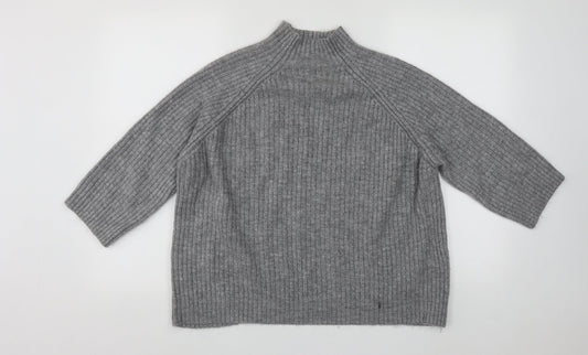 Stradivarius Womens Grey High Neck Polyester Pullover Jumper Size M