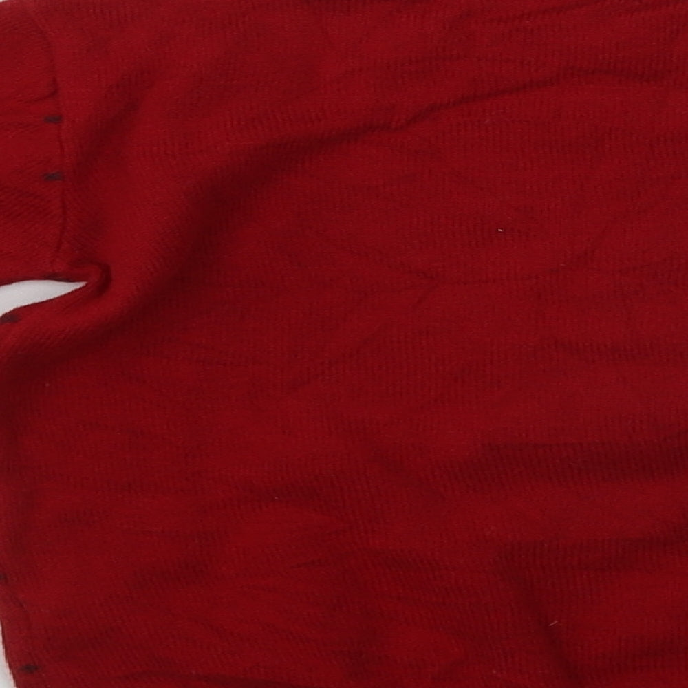 George Boys Red Cotton Pullover Jumper Size 12-18 Months Button - Rudolph Christmas Jumper