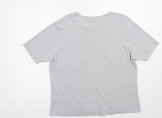 Marks and Spencer Womens Grey Boat Neck Acrylic Pullover Jumper Size 20