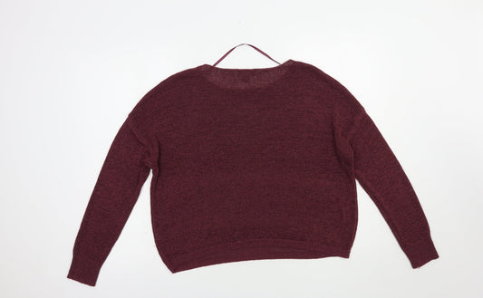 Primark Womens Purple Boat Neck Nylon Pullover Jumper Size 10