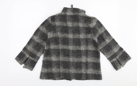 NEXT Womens Grey Plaid Jacket Size 10 Button