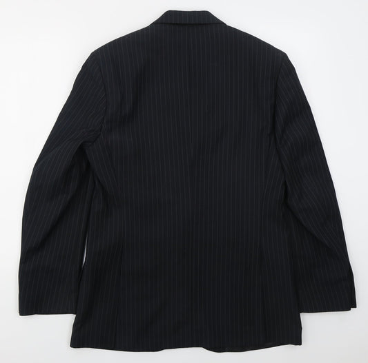 F&F Mens Blue Striped Polyester Jacket Suit Jacket Size 36