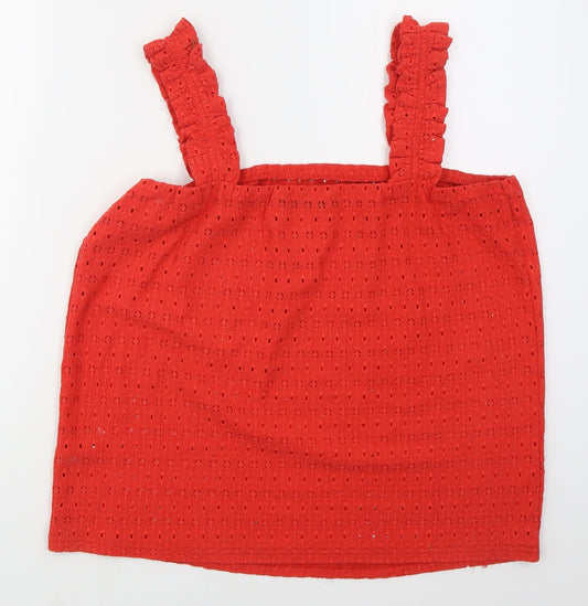 Dunnes Womens Red Polyester Basic Tank Size M Square Neck