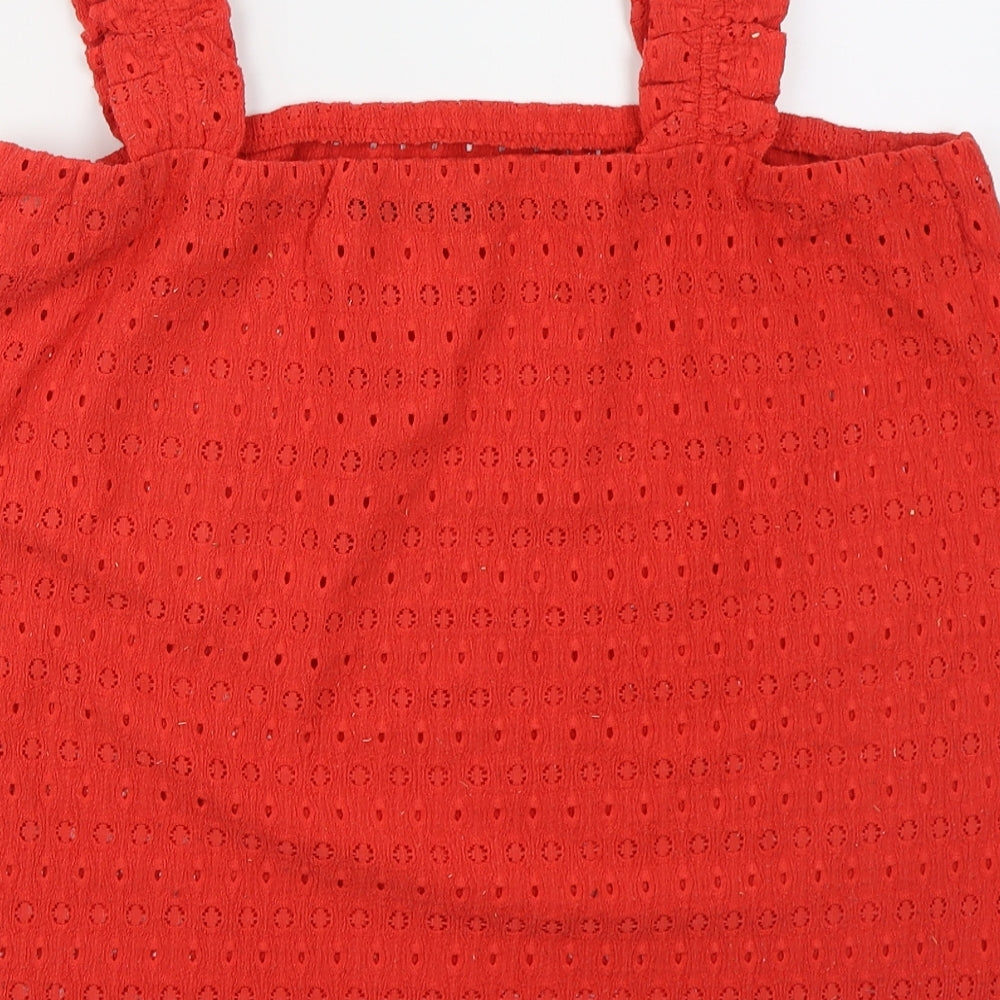 Dunnes Womens Red Polyester Basic Tank Size M Square Neck