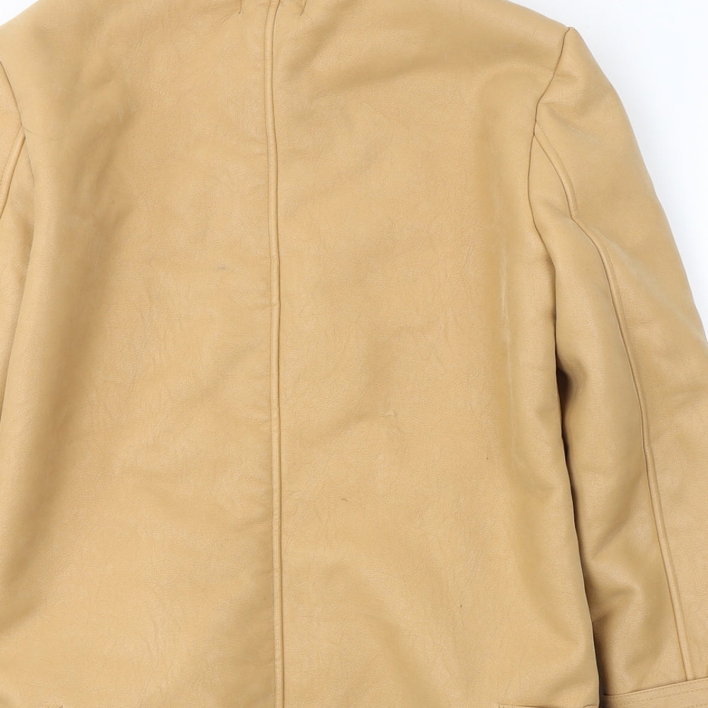 Brand and care label for Missguided women’s beige jacket coat, size UK 4, zip