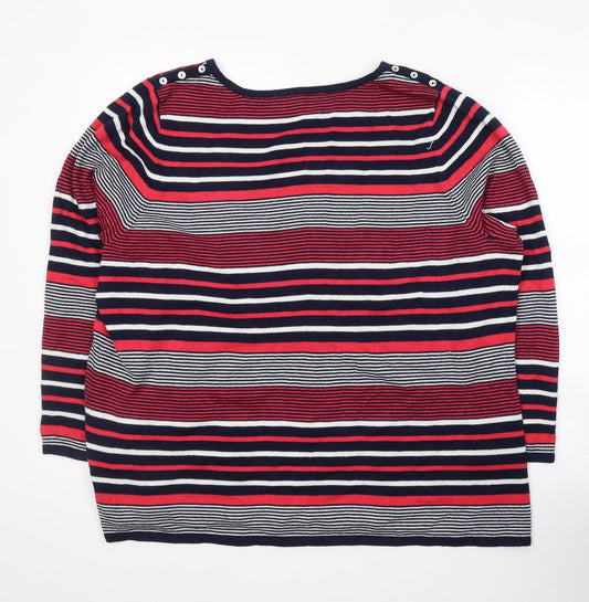 LOVE KNITWEAR Womens Multicoloured Round Neck Striped Acrylic Pullover Jumper Size 22