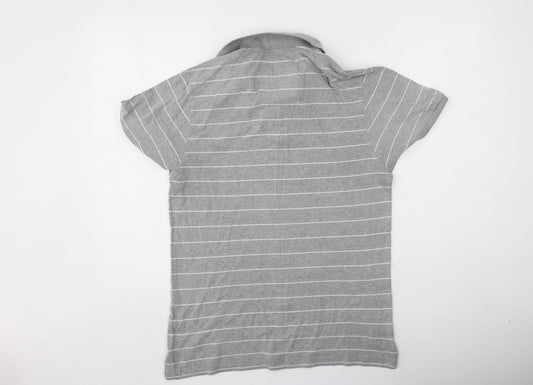 Cedar Wood State Mens Grey Striped Cotton Polo Size M Collared