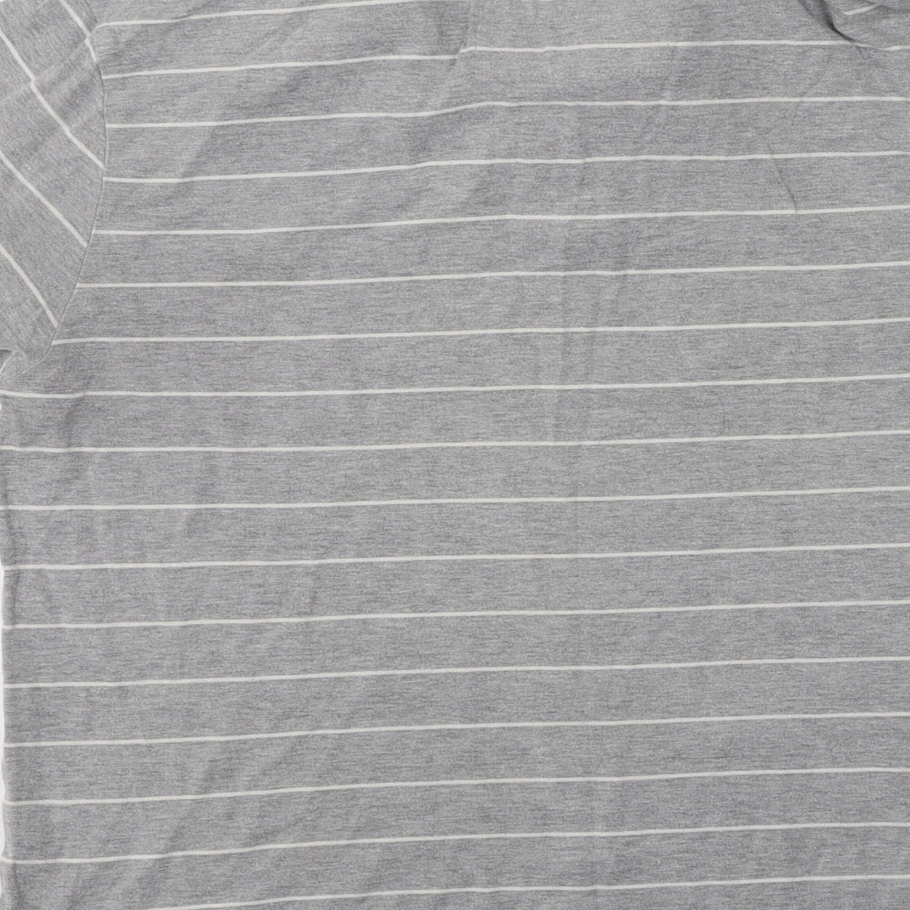 Cedar Wood State Mens Grey Striped Cotton Polo Size M Collared