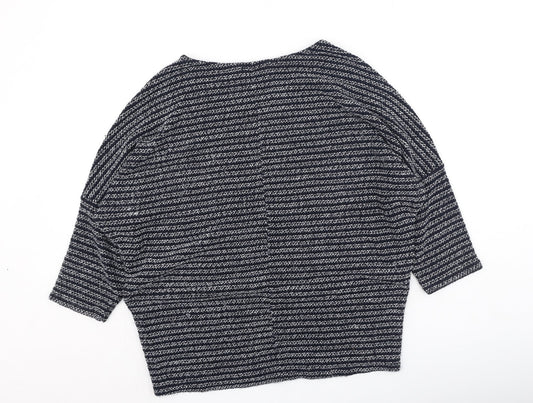 Apricot Womens Blue Round Neck Acrylic Pullover Jumper Size M