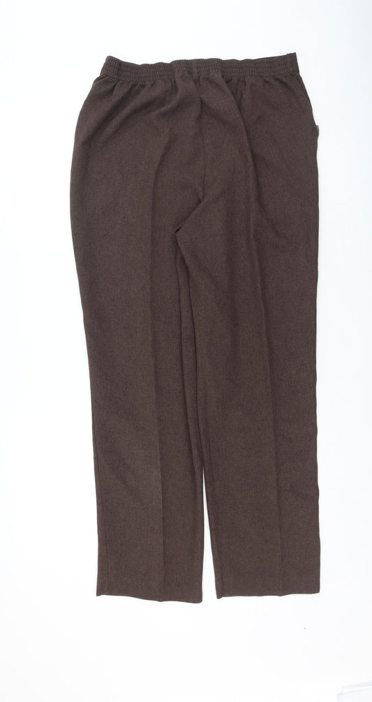 Bonmarché Womens Brown Polyester Trousers Size 14 L26 in Regular