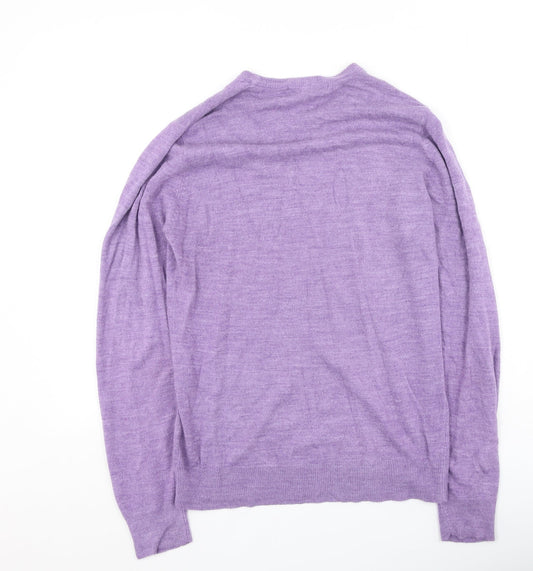 Marks and Spencer Mens Purple Round Neck Acrylic Pullover Jumper Size S