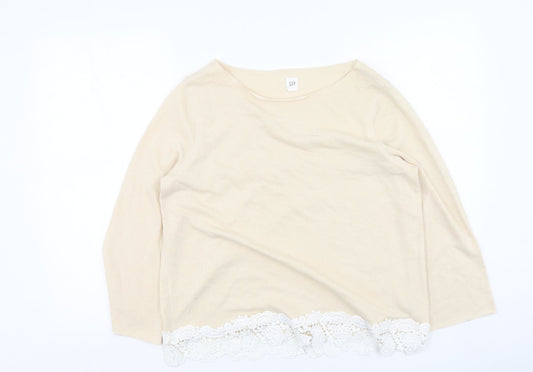Additional front view of Gap women’s beige cotton pullover sweatshirt, size S