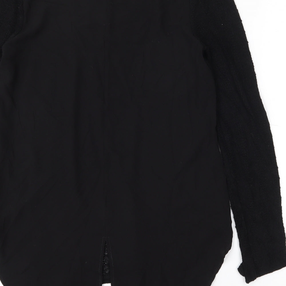 Gibson Womens Black Polyester Basic Blouse Size S V-Neck - Sheer
