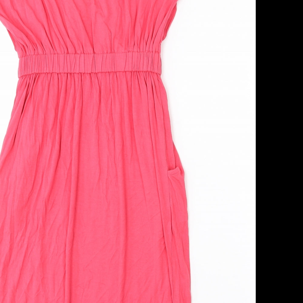 Brand and care label for Part Two women’s pink viscose wrap dress, size XS, v-neck