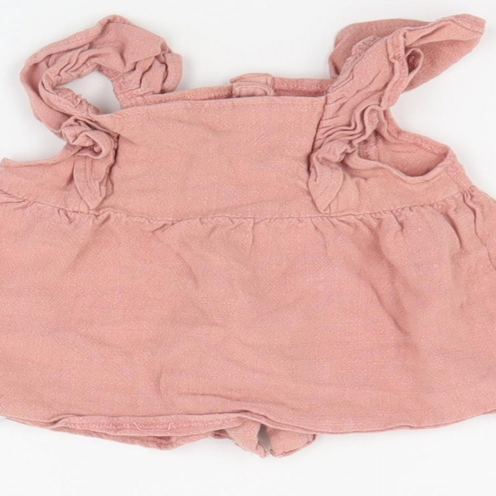 Brand and care label for Primark Baby Pink Viscose Basic Blouse, size 9-12, Months Square Neck Button