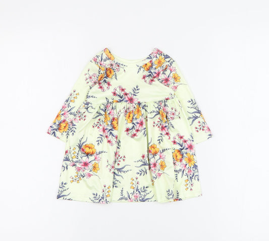 SheIn Baby Yellow Floral Polyester A-Line Size 0-3 Months Round Neck Pullover