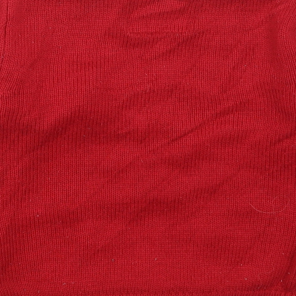 Primark Girls Red Round Neck Acrylic Pullover Jumper Size 3-4 Years Pullover - Cheristmas