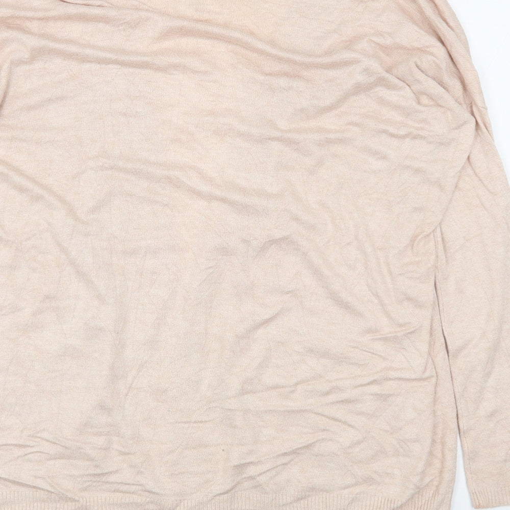 Brand and care label for Primark women’s pink v-neck viscose cardigan jumper, size UK 10