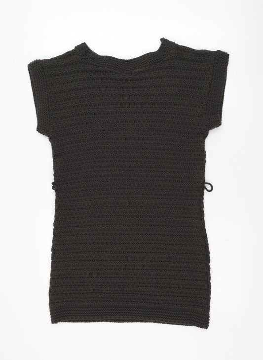 Additional front view of Therapy women’s grey acrylic jumper dress, size UK 12, round neck pullover