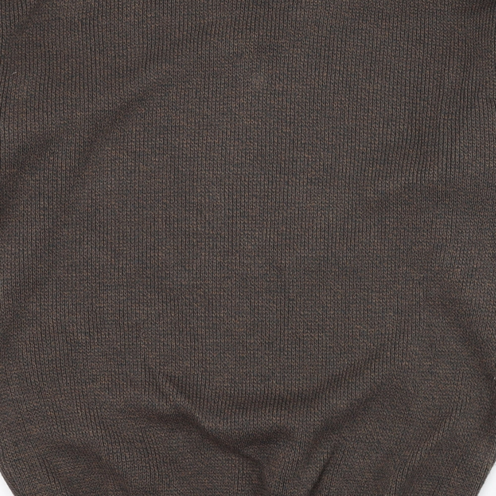 Premier Mens Brown Round Neck Acrylic Pullover Jumper Size S