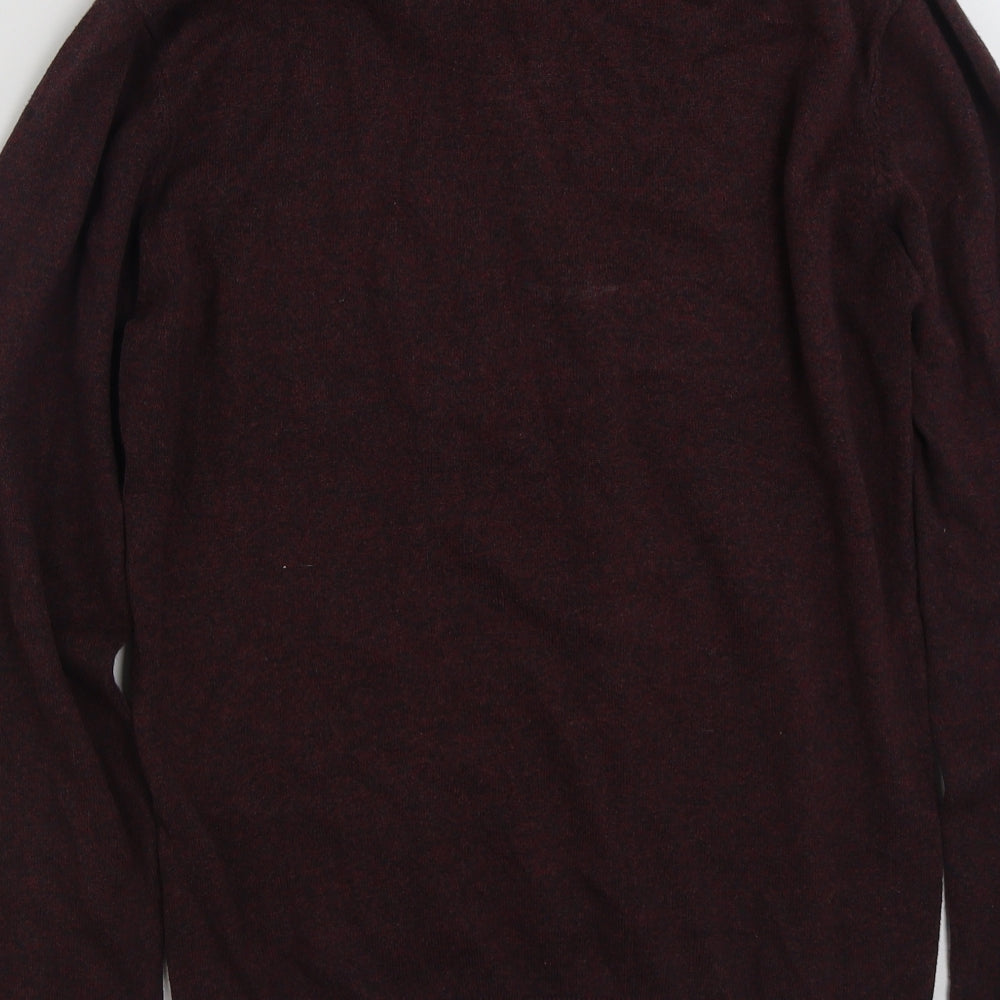 Cedar Wood State Mens Purple Collared Cotton Pullover Jumper Size M