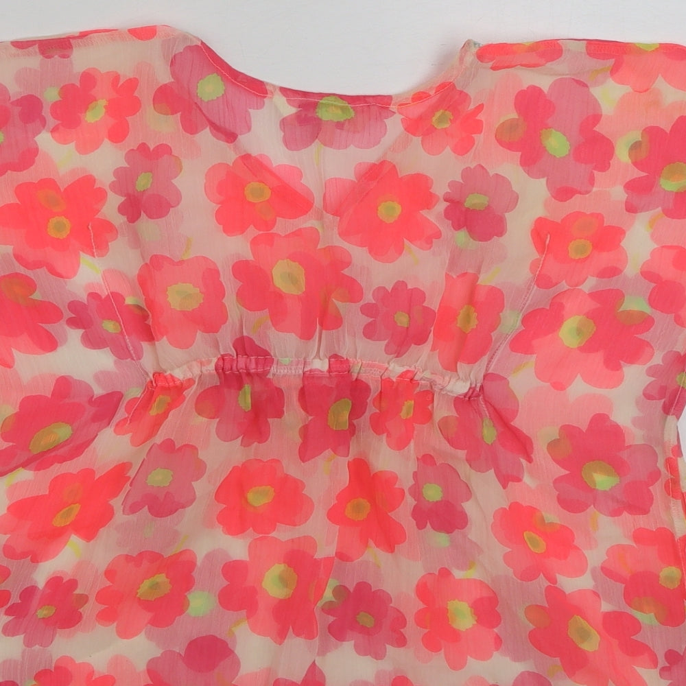 Girl 2 Girl Girls Multicoloured Floral Polyester Kimono Blouse Size 2-3 Years V-Neck Pullover - Tie