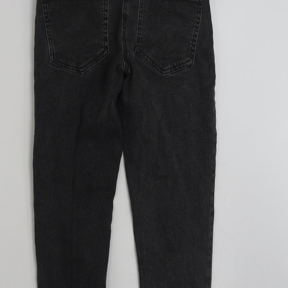 Matalan Girls Grey Cotton Straight Jeans Size 11 Years Slim Zip - Distressed