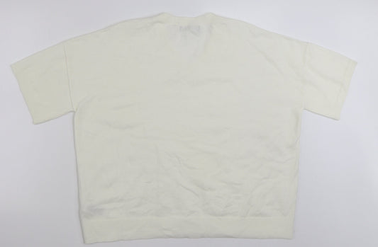Marks and Spencer Womens Ivory V-Neck Viscose Pullover Jumper Size 20