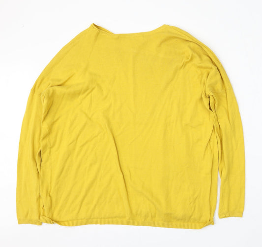 Lara Knit Womens Yellow Round Neck Cotton Pullover Jumper Size S