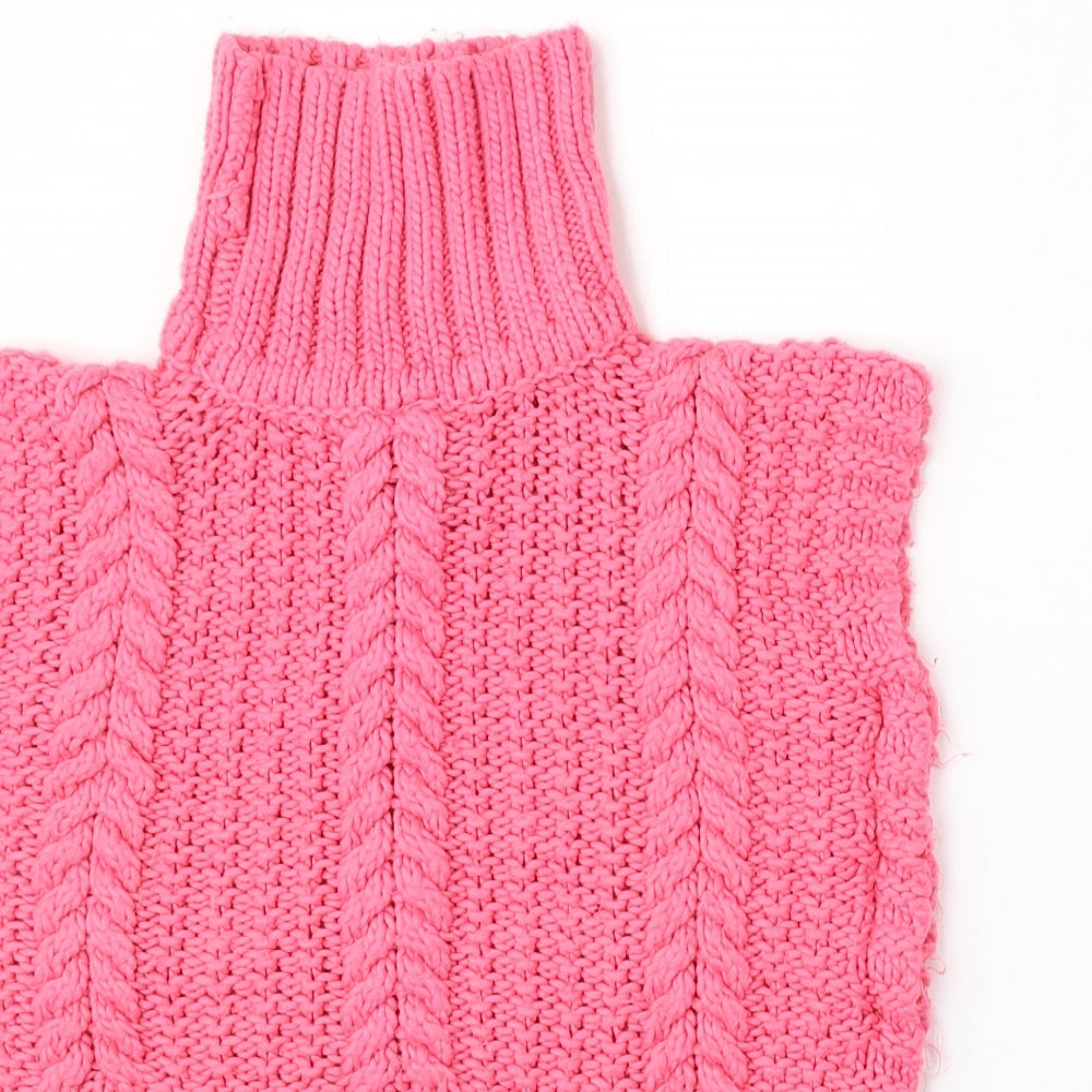 F&F Girls Pink High Neck Acrylic Pullover Jumper Size 3 Years